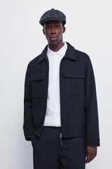 Springfield Blusão camisa de mistura de lã azul