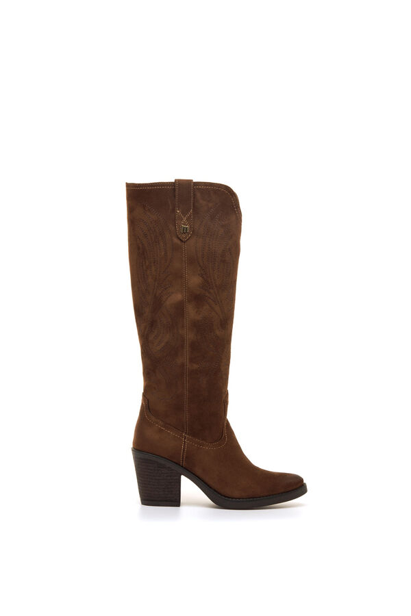 MTNG Botas cowboy de ca&ntilde;a alta con bordados nude