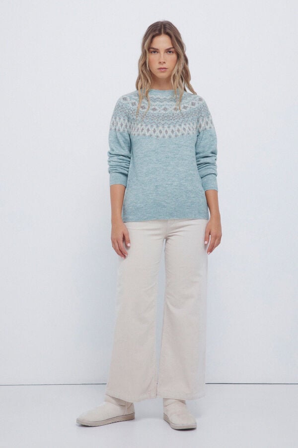 Springfield Camisola com borda jacquard verde