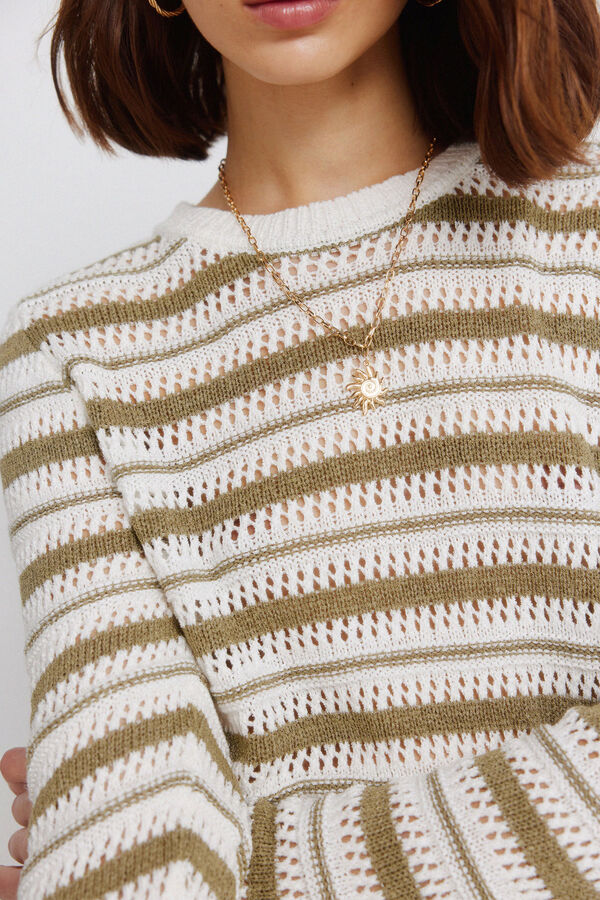 Springfield Camisola em malha &agrave;s riscas castanho