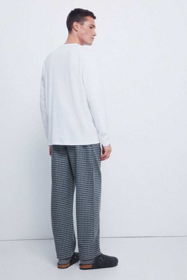 Springfield Pijama comprido com cal&ccedil;a fannel xadrez cal&ccedil;a bege