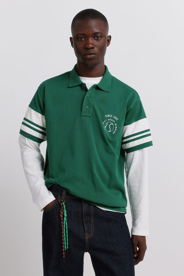 Springfield Polo piqu&eacute; mangas bloques contraste regular fit verde