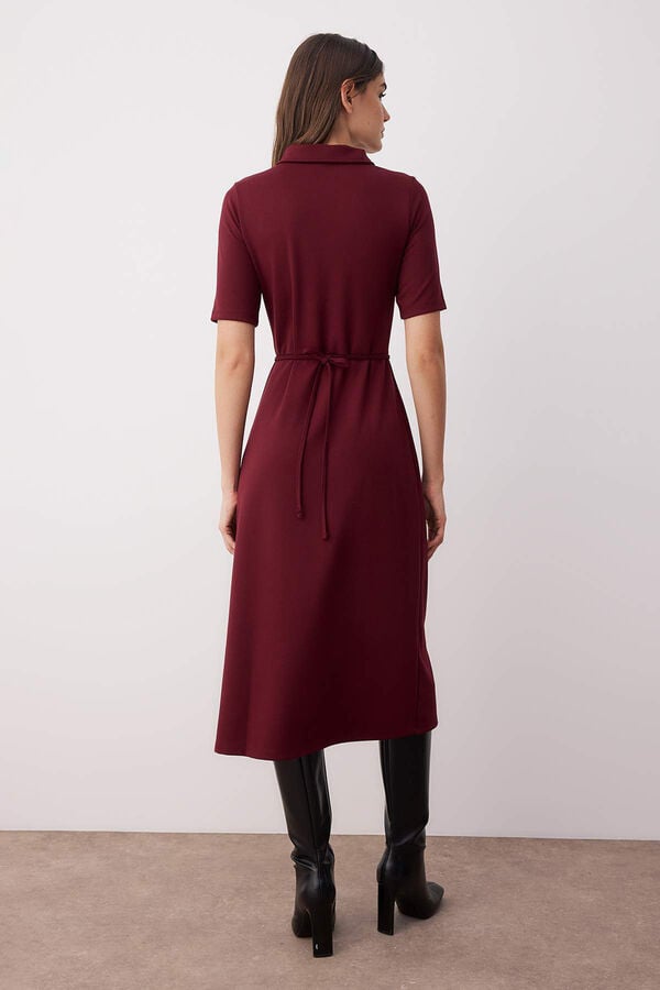Trendyol Vestido midi bot&otilde;es manga curta estampado