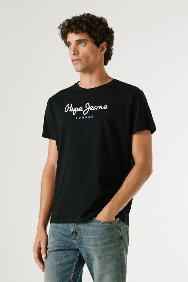 Pepe Jeans T-shirt de manga curta com logo preto