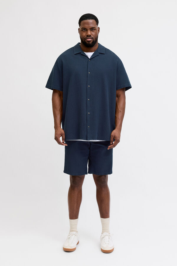 Jack & Jones PLUS Cotton loose fit Bermuda shorts blue