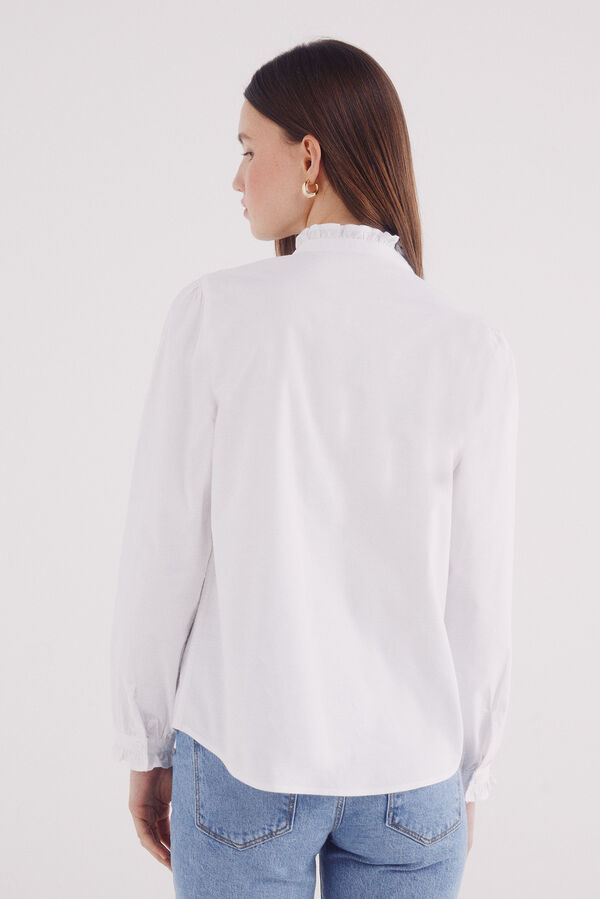 Springfield Blusa Oxford com gola franzida cru