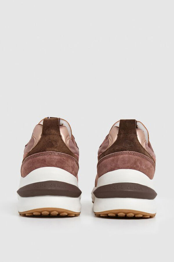 Pepe Jeans Tênis cano baixo com couro rosa