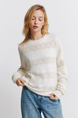 Springfield Camisola pointelle riscas lurex bege