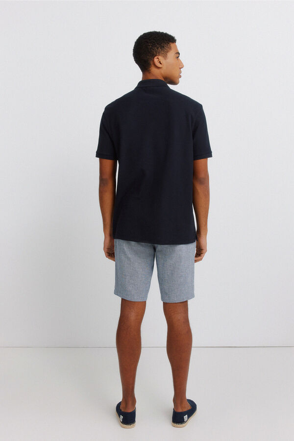 Springfield Bermudas de linho dobby comfort fit azul