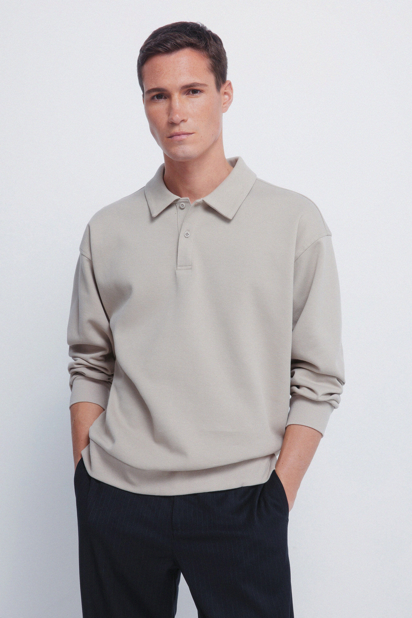 Springfield Polo piqu&eacute; manga comprida interlock boxy fit