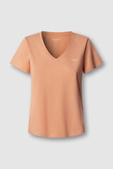 Pepe Jeans T-shirt de manga curta e gola em bico borgonha