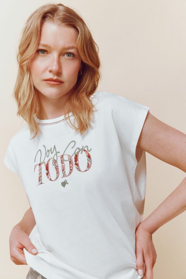 Springfield T-shirt "Vou com tudo" bege