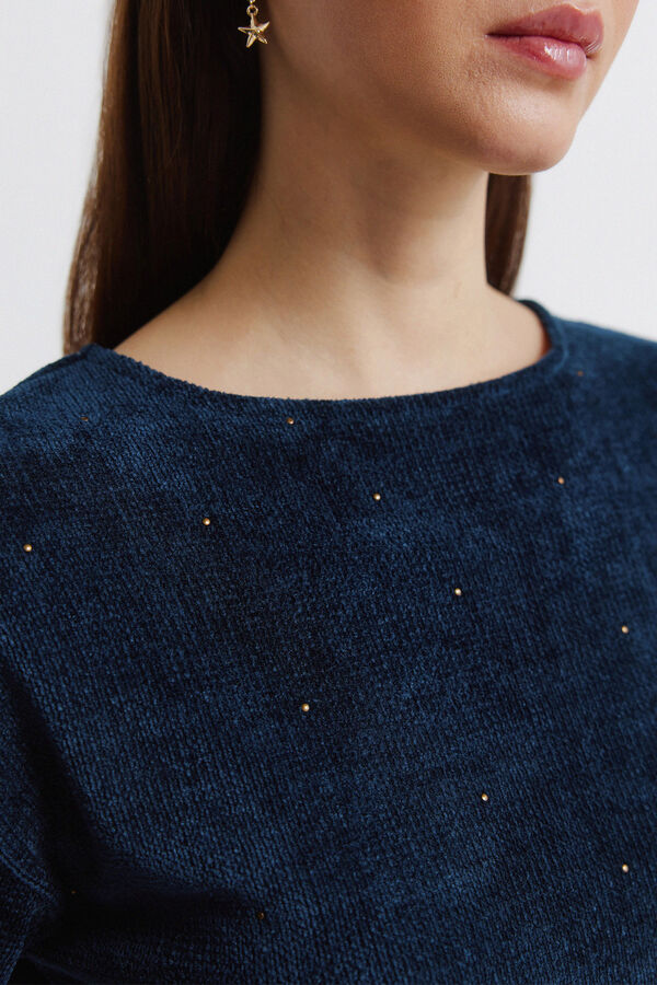 Springfield T-shirt cravejada de chenille azul