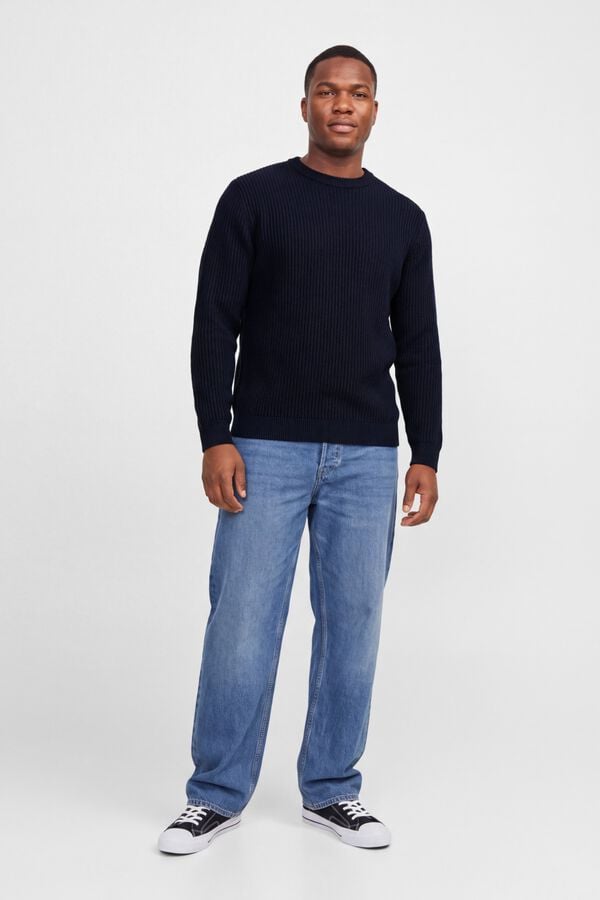 Jack & Jones PLUS Camisola relaxed gola redonda azul