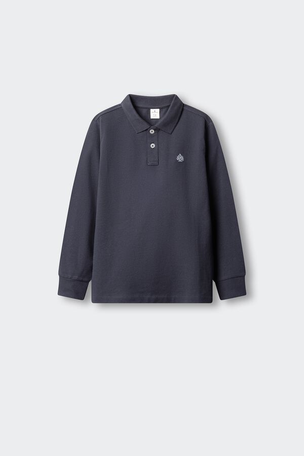Springfield Kids Polo de manga comprida b&aacute;sico para menino azul