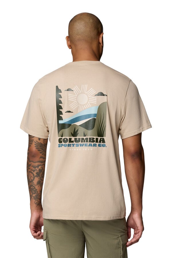 Columbia T-shirt com estampado de natureza nas costas cru