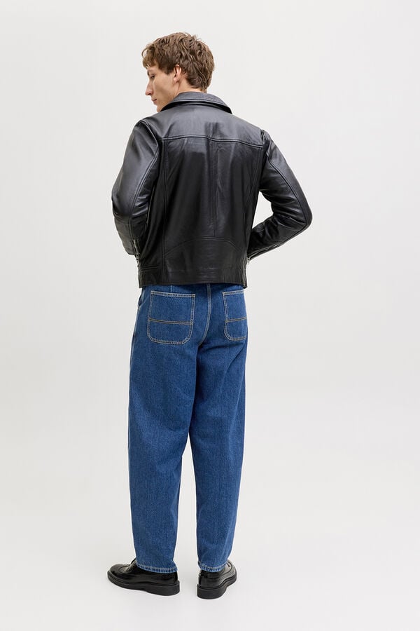 Jack & Jones Jeans baggy cintura alta em algod&atilde;o azul