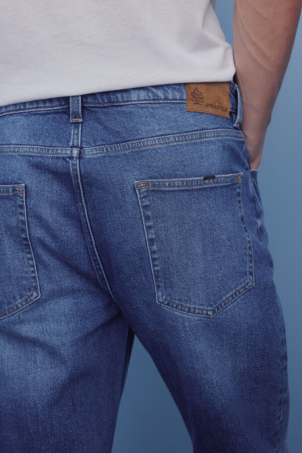 Springfield Calça calças chino slim fit com micro estampa azul