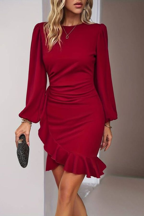 Trendyol Vestido mini de manga comprida vermelho
