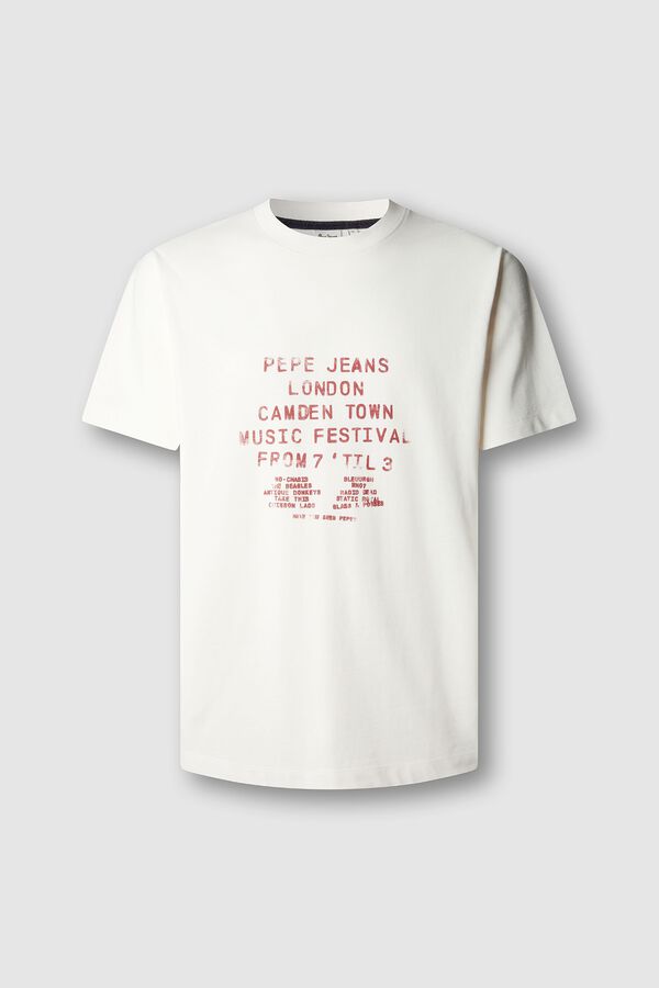 Pepe Jeans T-shirt de manga curta estampada bege