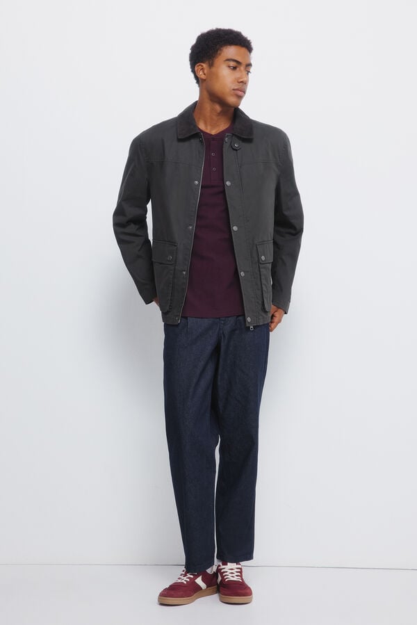 Springfield T-shirt de gola padeiro manga com gola estilo padeiro vermelho