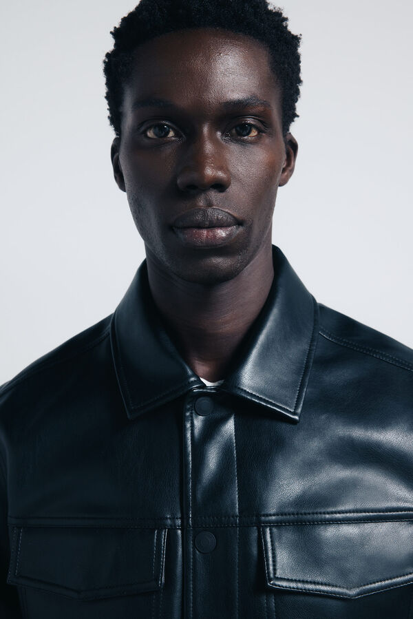 Springfield Blusão efeito pele preto