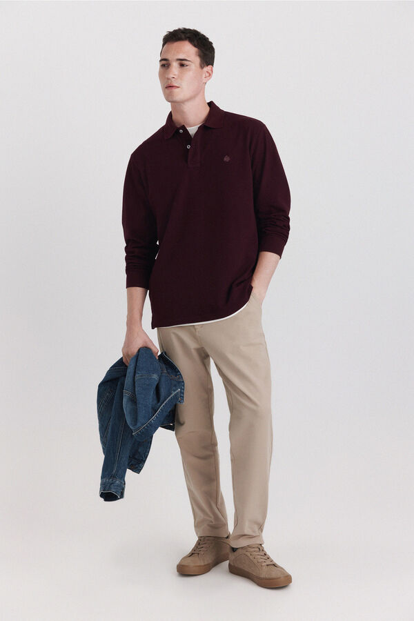 Springfield Polo piqu&eacute; manga comprida regular fit estampado