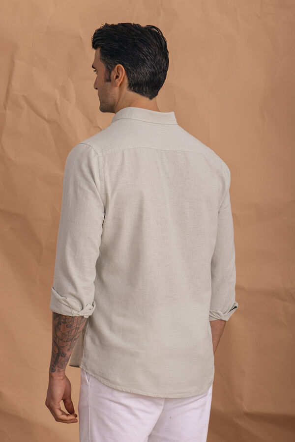 Celopman Camisa Rosa Con Lino verde