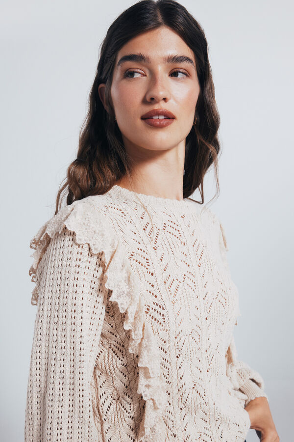 Springfield Jersey romántico pointelle beige