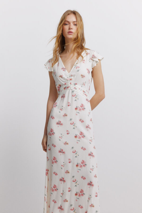 Springfield Vestido plissado sob o peito branco