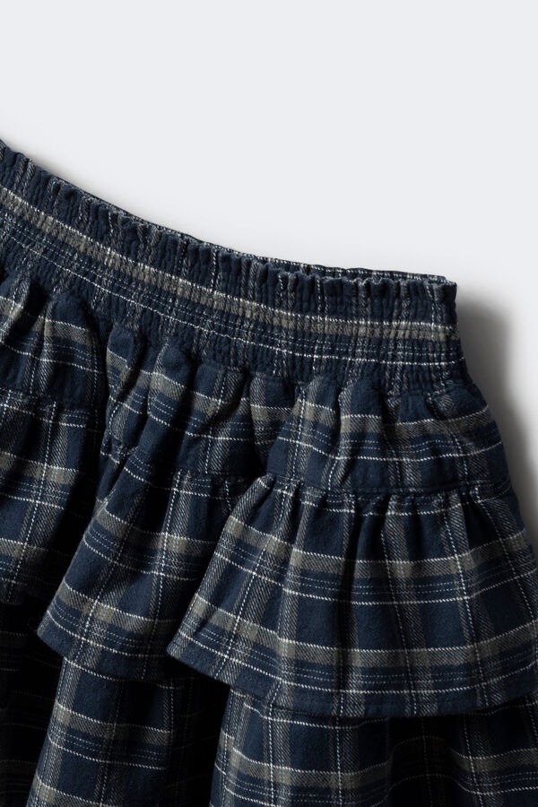 Springfield Kids Saia xadrez feminina com babados azul