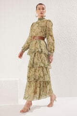 Trendyol Vestido comprido com folhos verde