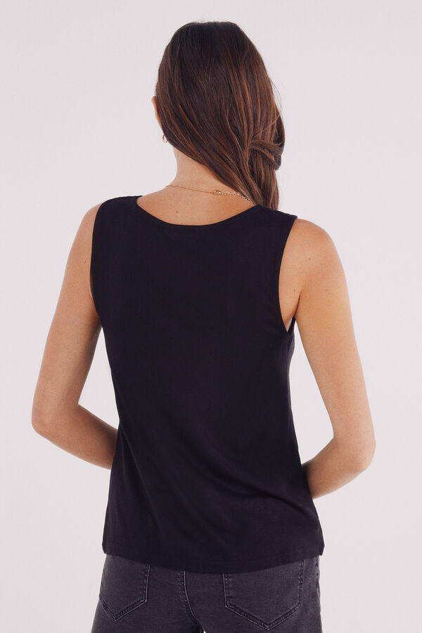Springfield neckline T-shirt with crochet shoulders black
