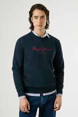 Pepe Jeans Sweatshirt Gola Redonda Com Logo azul