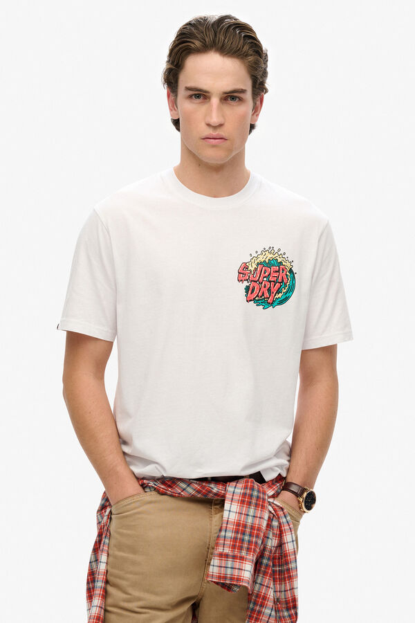 Superdry Camiseta solta narrativa ao ar livre branco