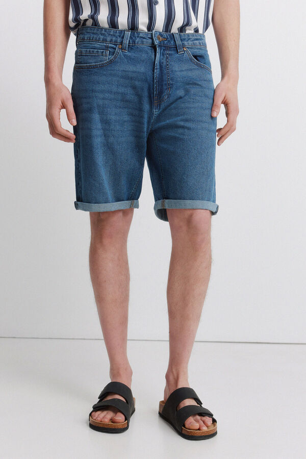 Springfield Bermuda jeans b&aacute;sica slim fit azul