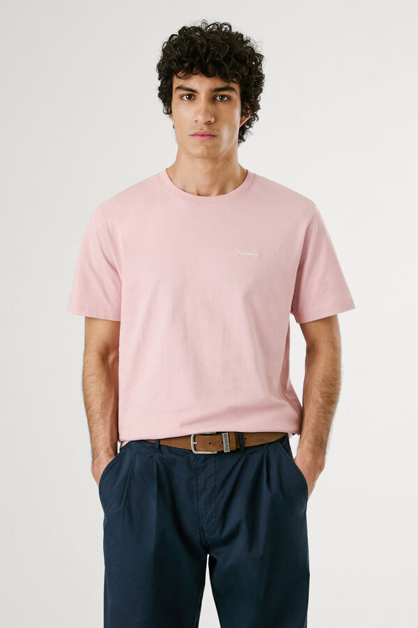 Pepe Jeans Camiseta de manga curta com logo bordado. rosa