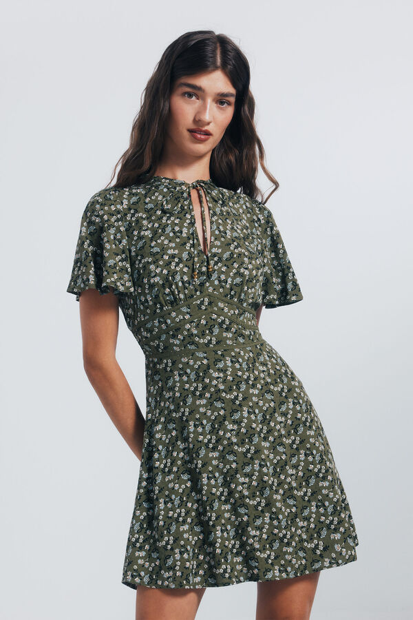 Springfield Vestido curto com debrum na cintura bege