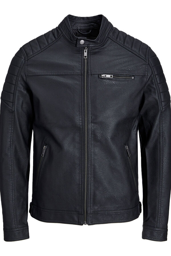 Jack & Jones Blusão com efeito de couro preto