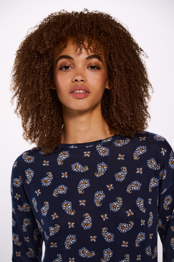 Springfield T-shirt estampada combinada azul