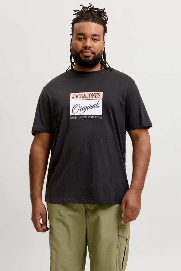 Jack & Jones PLUS T-shirt estampada de manga curta preto
