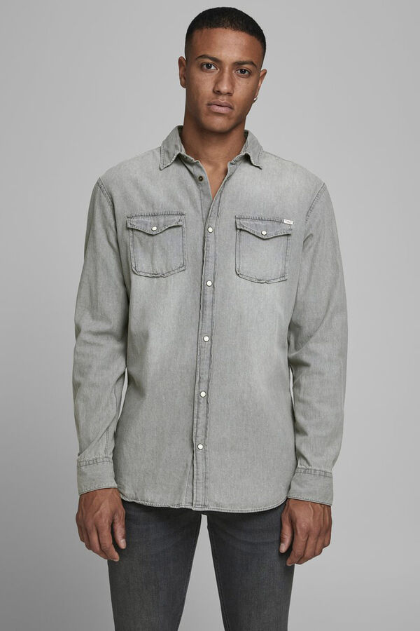 Jack & Jones Camisa denim de regular fit cinzento