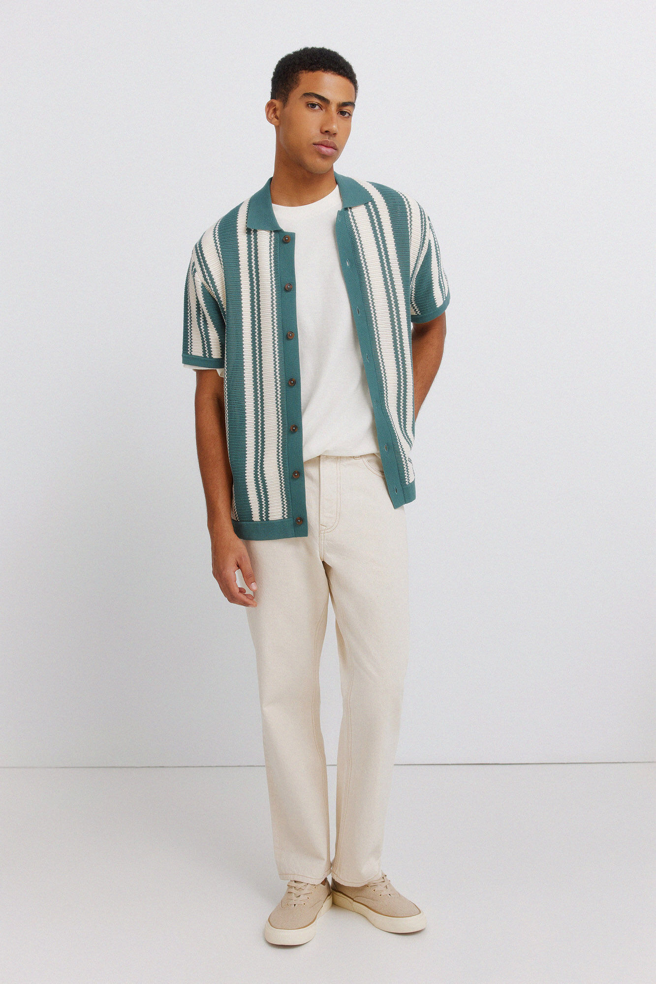 Springfield Casaco de malha &agrave;s riscas com bot&otilde;es