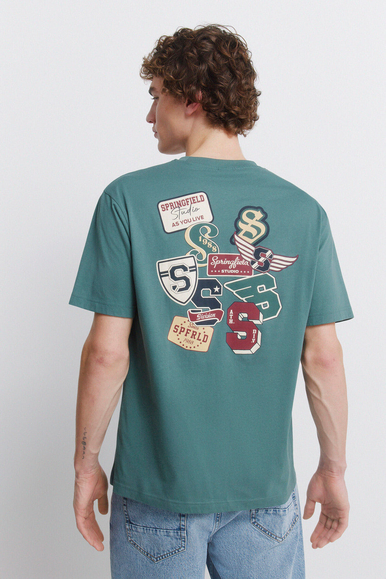 Springfield T-shirt com log&oacute;tipos Springfield