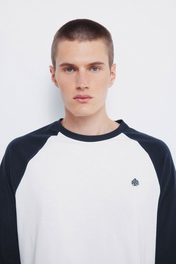 Springfield T-shirt de manga comprida contrastante azul