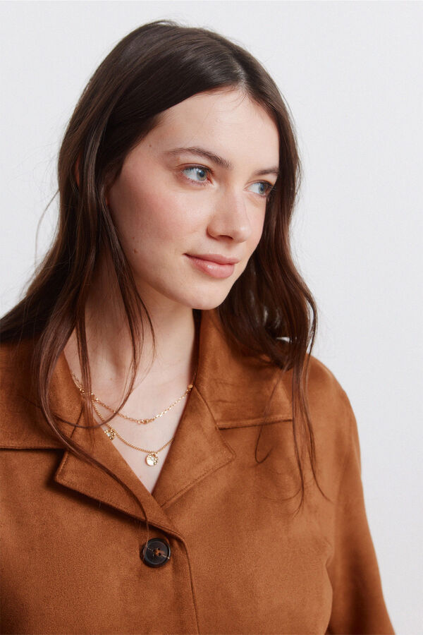 Springfield Blazer em camur&ccedil;a sint&eacute;tica camel