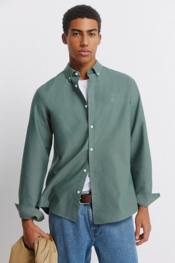 Springfield Camisa oxford sem vincos verde