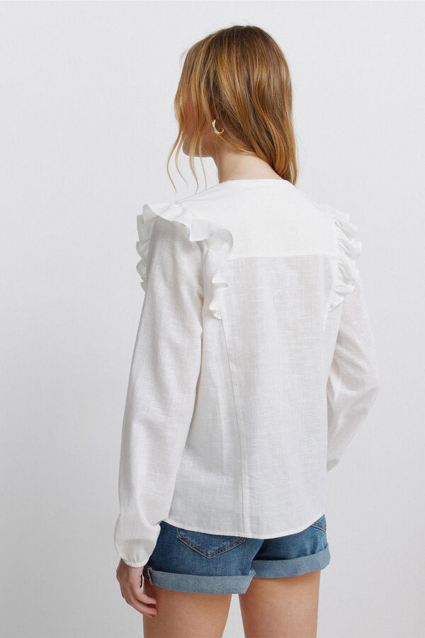 Springfield Blusa com volume e folhos branco