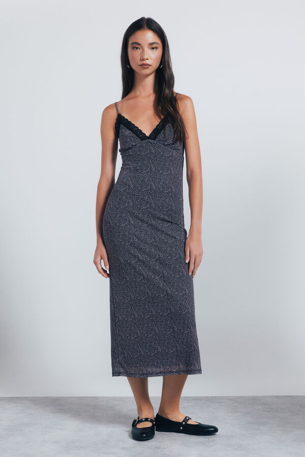 Springfield Vestido midi lingerie preto