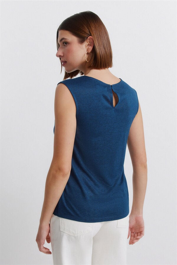 Springfield T-shirt sem mangas em crochet azul